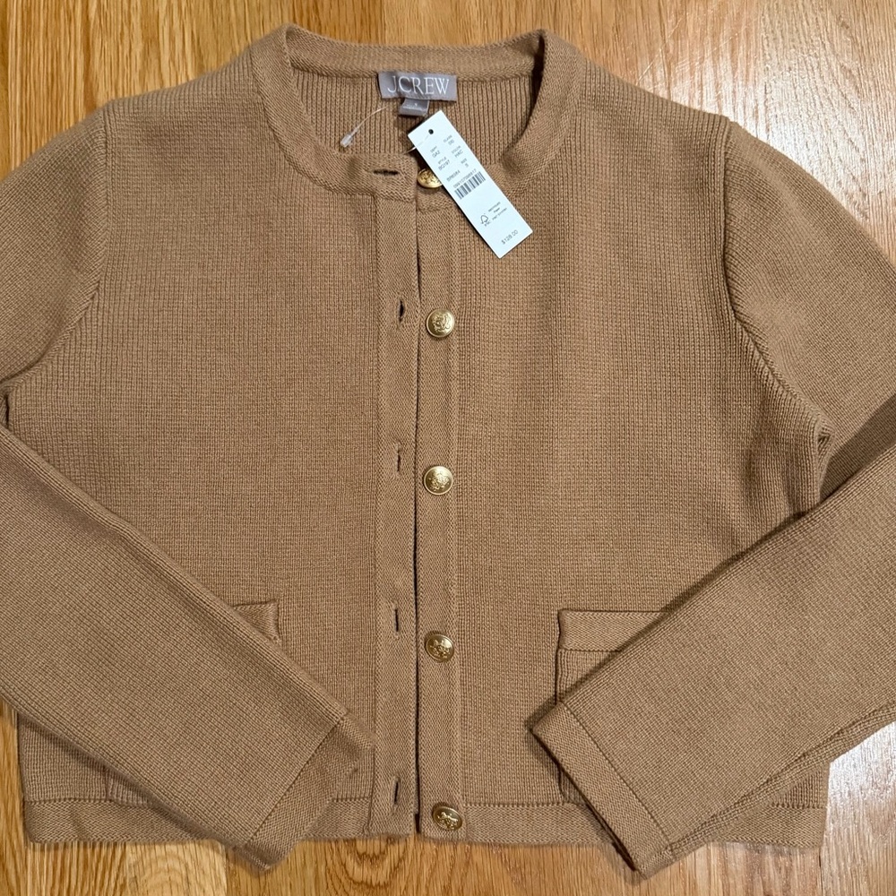 J. Crew Tan Cardigan with Gold Buttons